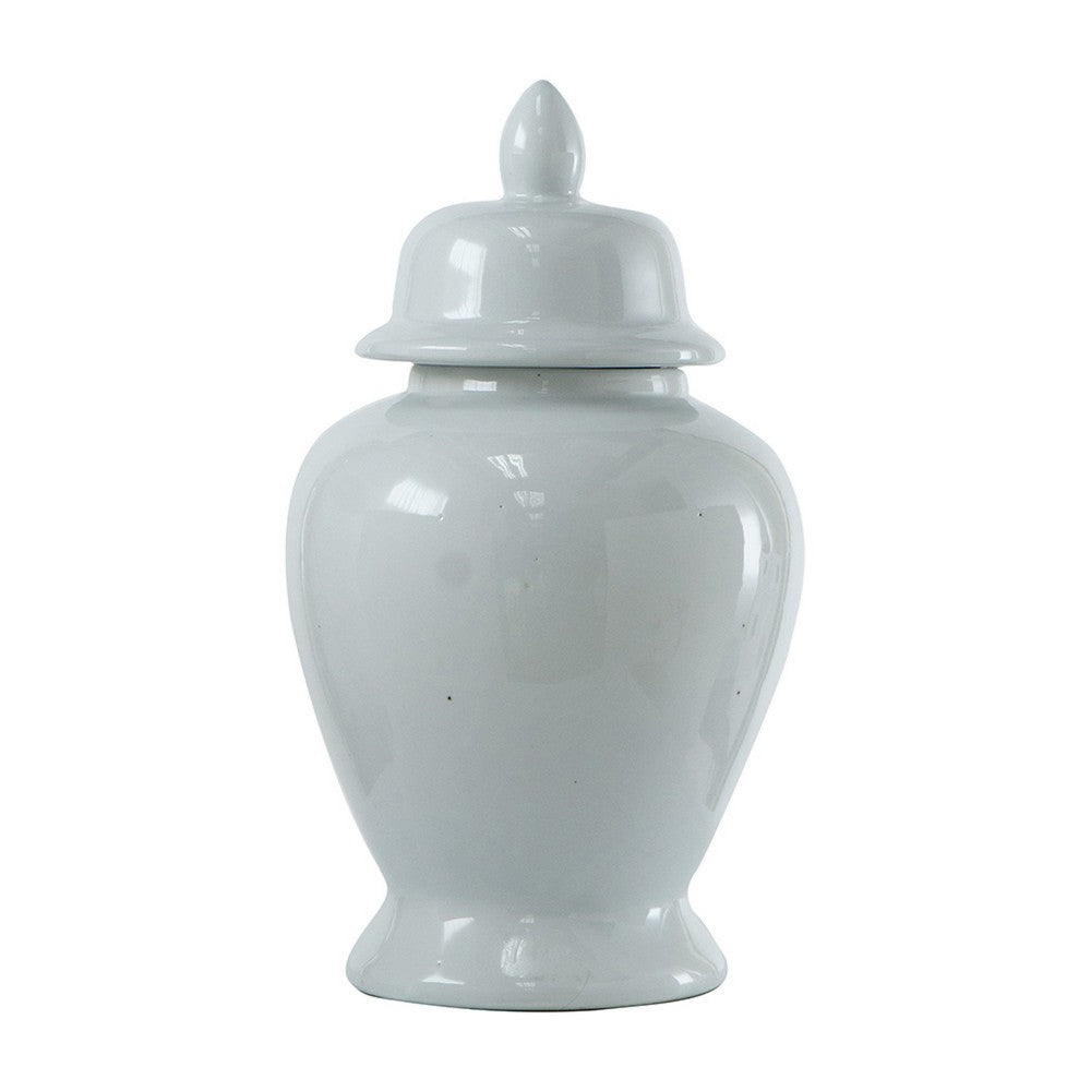 Shey Seaford Medium Ginger Jar with Finial top Lid, White Porcelain 17 Inch - BM350972