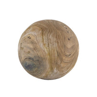 Leah Decorative Orb Ball Set of 3, Grain Pattern Brown Teak Wood 6 Inch - BM350973
