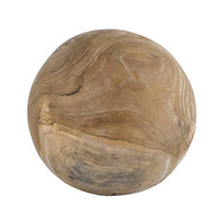 Leah Decorative Orb Ball Set of 3, Grain Pattern Brown Teak Wood 6 Inch - BM350973