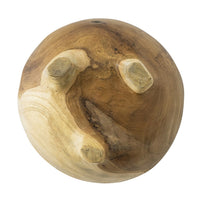 Novie Teak Wood Footed Round Bowls Set of 2, 6 Inch Natural Carved - BM350974