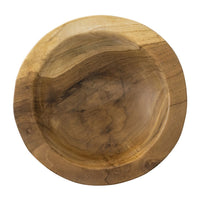 Novie Teak Wood Footed Round Bowls Set of 2, 6 Inch Natural Carved - BM350974