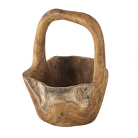 Zack Teak Wood Bowl with Handle, Brown Flowing Grain Pattern, 13 Inch - BM350975