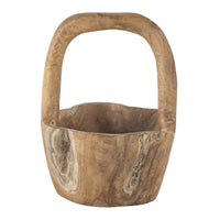 Zack Teak Wood Bowl with Handle, Brown Flowing Grain Pattern, 13 Inch - BM350975
