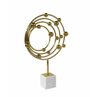 Lymi Celestial Galaxy Orbit Sculpture, White Marble Base, 21 Inch Gold Steel - BM350979