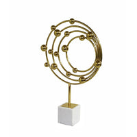 Lymi Celestial Galaxy Orbit Sculpture, White Marble Base, 21 Inch Gold Steel - BM350979