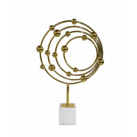 Lymi Celestial Galaxy Orbit Sculpture, White Marble Base, 21 Inch Gold Steel - BM350979