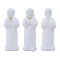 Decorative Wise Monk Sculptures Set of 3, Matte White Resin Statue - BM350981