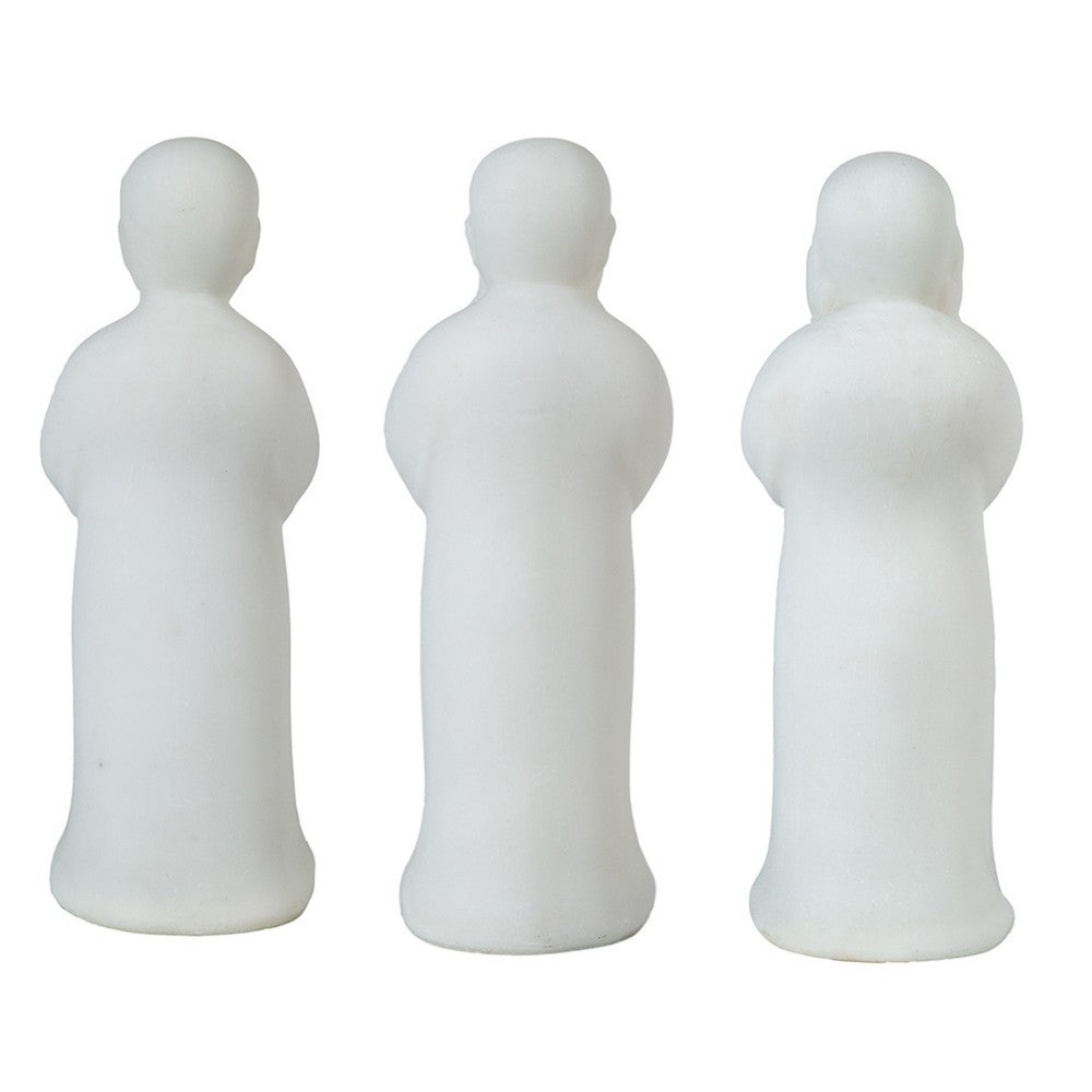 Decorative Wise Monk Sculptures Set of 3, Matte White Resin Statue - BM350981