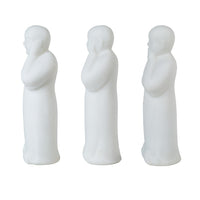 Decorative Wise Monk Sculptures Set of 3, Matte White Resin Statue - BM350981