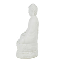 Meditating Buddha Statuette, Spiritual Accent Decor, 12 Inch White Resin - BM350982