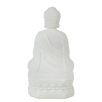 Meditating Buddha Statuette, Spiritual Accent Decor, 12 Inch White Resin - BM350982