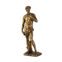 Decorative Classic David Statuette, 14 Inch Tabletop Antique Gold Polyresin - BM350983