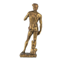 Decorative Classic David Statuette, 14 Inch Tabletop Antique Gold Polyresin - BM350983