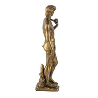 Decorative Classic David Statuette, 14 Inch Tabletop Antique Gold Polyresin - BM350983