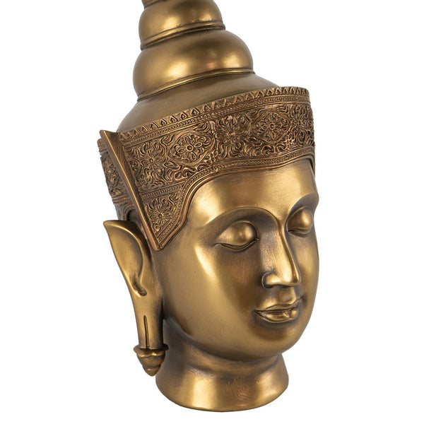Pilu Buddha Head Sculpture, Meditative Tabletop Decor, 14 Inch Bronze - BM350984
