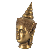 Pilu Buddha Head Sculpture, Meditative Tabletop Decor, 14 Inch Bronze - BM350984