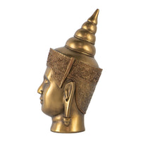 Pilu Buddha Head Sculpture, Meditative Tabletop Decor, 14 Inch Bronze - BM350984