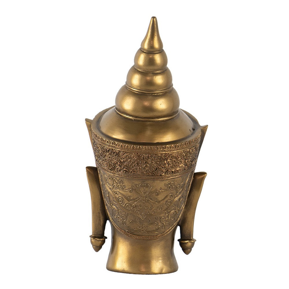 Pilu Buddha Head Sculpture, Meditative Tabletop Decor, 14 Inch Bronze - BM350984