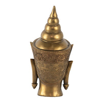 Pilu Buddha Head Sculpture, Meditative Tabletop Decor, 14 Inch Bronze - BM350984