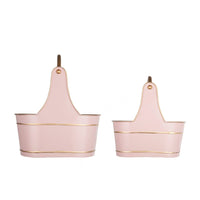 Limu Storage Basket Set of 2, Gold Handles, Light Pink Merry Christmas  - BM350986