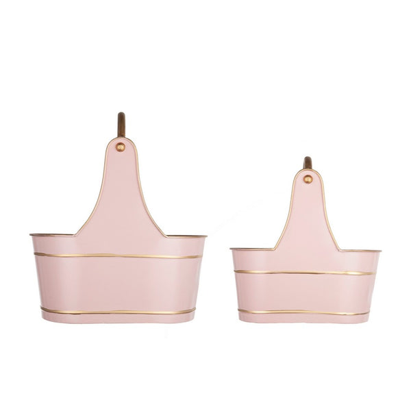 Limu Storage Basket Set of 2, Gold Handles, Light Pink Merry Christmas  - BM350986