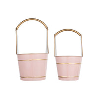 Limu Storage Basket Set of 2, Gold Handles, Light Pink Merry Christmas  - BM350986