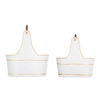 Limu Storage Basket Set of 2, Gold Handles, White Merry Christmas - BM350987
