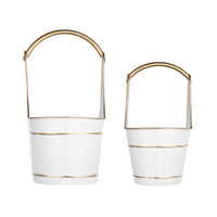 Limu Storage Basket Set of 2, Gold Handles, White Merry Christmas - BM350987