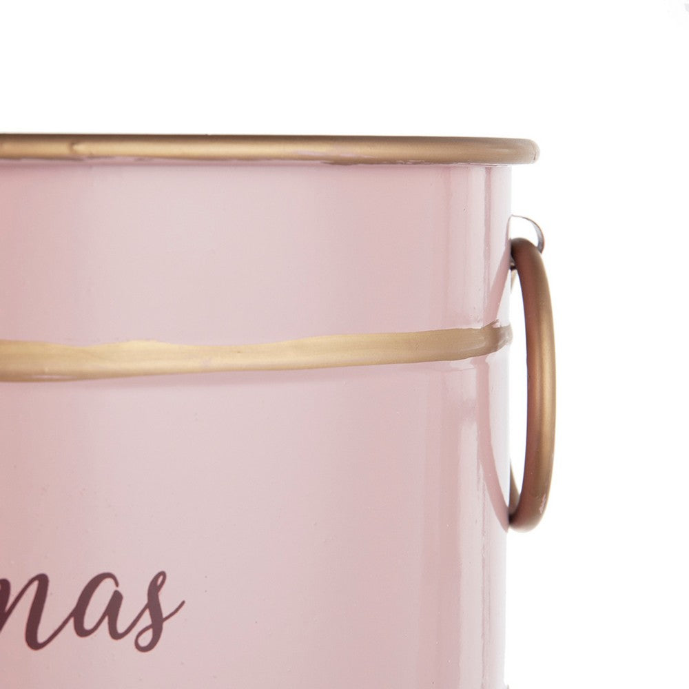Limu Baskets Set of 2, Gold Trim, Oval Pink Iron Merry Christmas  - BM350988