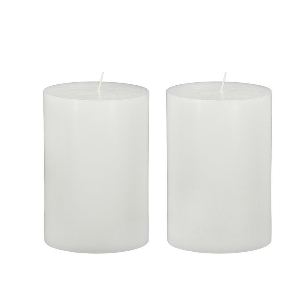Jomi Unscented Soy Wax Pillar Candles Set of 2, Classic White Finish - BM350991