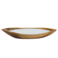 Minc Soy Wax Candle with 4 Wick, 16 Inch Boat Shaped Brown Teak Wood - BM350992