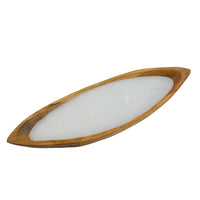 Minc Soy Wax Candle with 4 Wick, 16 Inch Boat Shaped Brown Teak Wood - BM350992