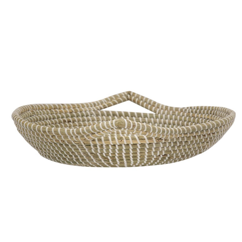 Jea Farmhouse Decor Bowl, 17 Inch Natural Brown Seagrass Cord Woven - BM350994