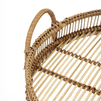 3pc Storage Baskets with Handles, Natural Brown Bamboo Woven Decor - BM350995
