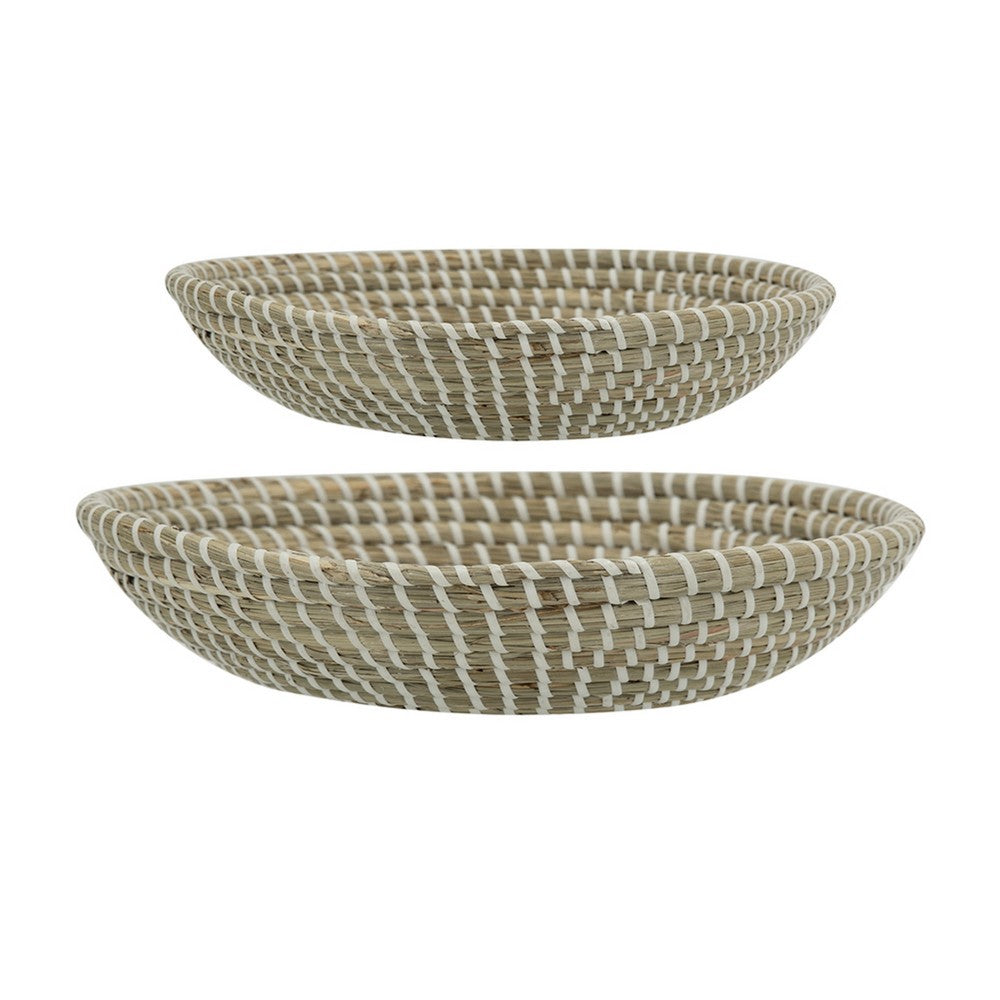 Jea Nesting Storage Bowls Set of 2, Natural Brown Seagrass Cord Woven - BM350996