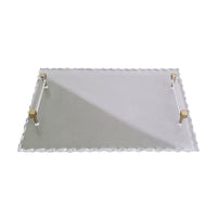 Decorative Serving Tray, Gold Handles, 14 Inch Frosted White Acrylic - BM350997