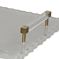 Decorative Serving Tray, Gold Handles, 14 Inch Frosted White Acrylic - BM350997