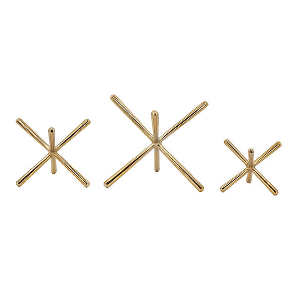 Tabletop Decor Set of 3, Playing Jack Abstract Sculpture, Modern Gold - BM350999