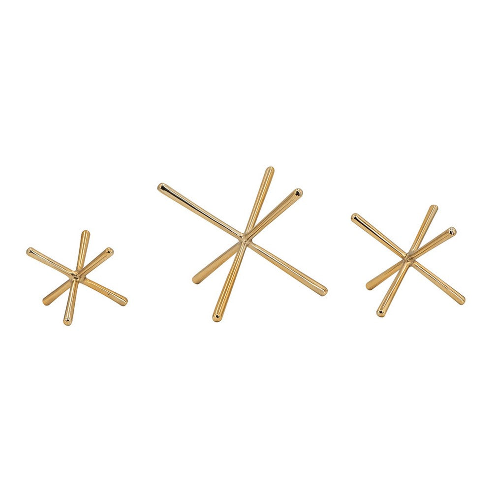 Tabletop Decor Set of 3, Playing Jack Abstract Sculpture, Modern Gold - BM350999