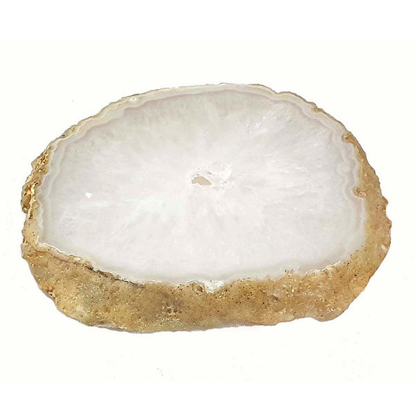 Decorative Plate, Natural Irregular Gold Edges, White Agate 10 Inch - BM351000