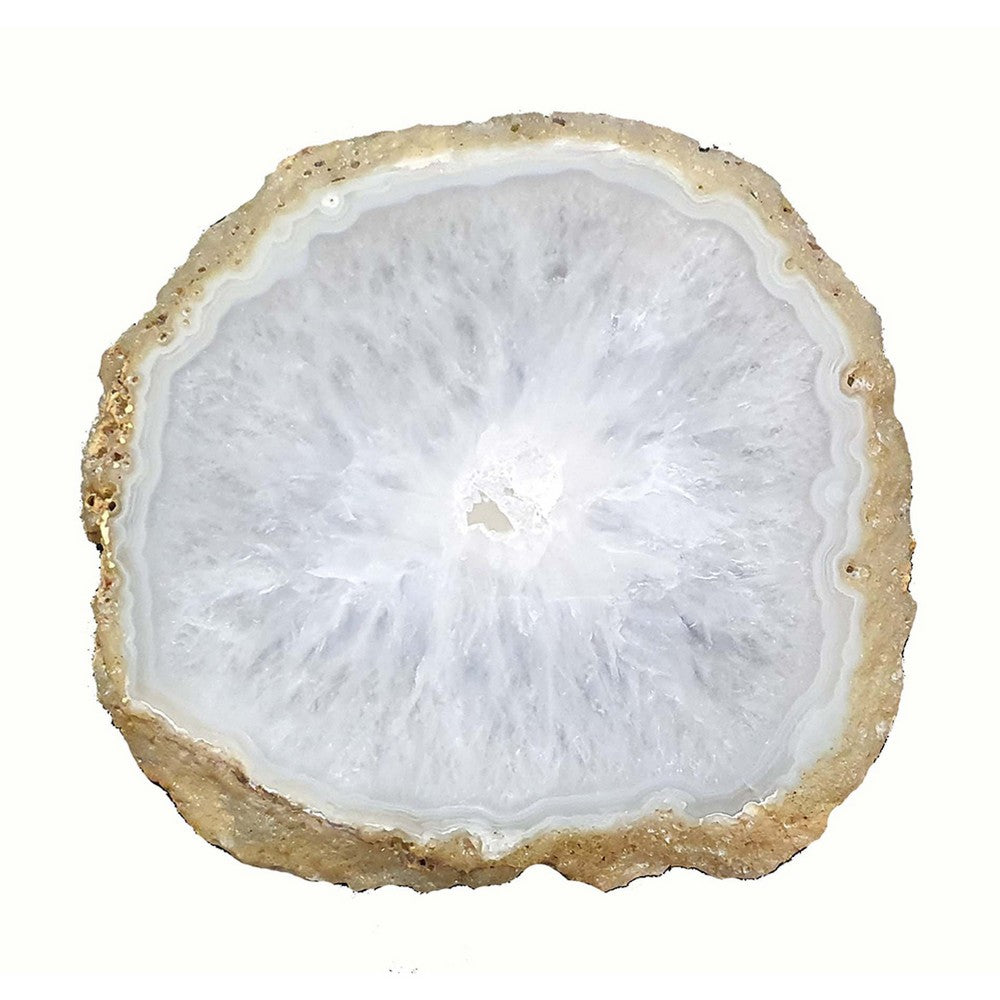 Decorative Plate, Natural Irregular Gold Edges, White Agate 10 Inch - BM351000