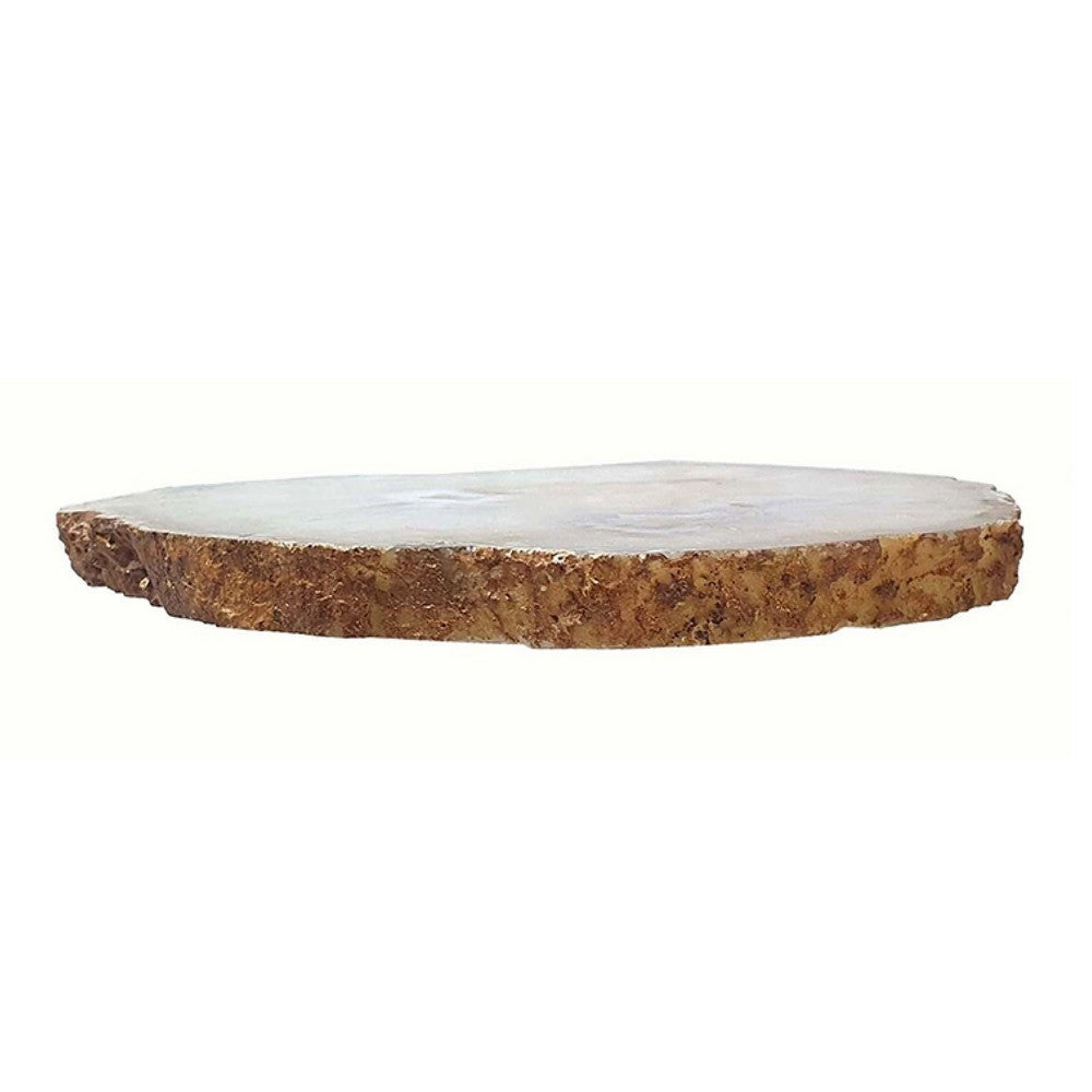 Decorative Plate, Natural Irregular Gold Edges, White Agate 10 Inch - BM351000