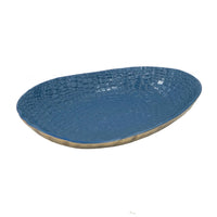Dany Decorative Curved Platter, Crocodile Texture, Blue Aluminum 17 Inch - BM351003