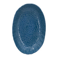 Dany Decorative Curved Platter, Crocodile Texture, Blue Aluminum 17 Inch - BM351003