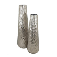 Decorative Vase Set of 2, Handcrafted Design, Textured Silver 23 20 Inch - BM351004