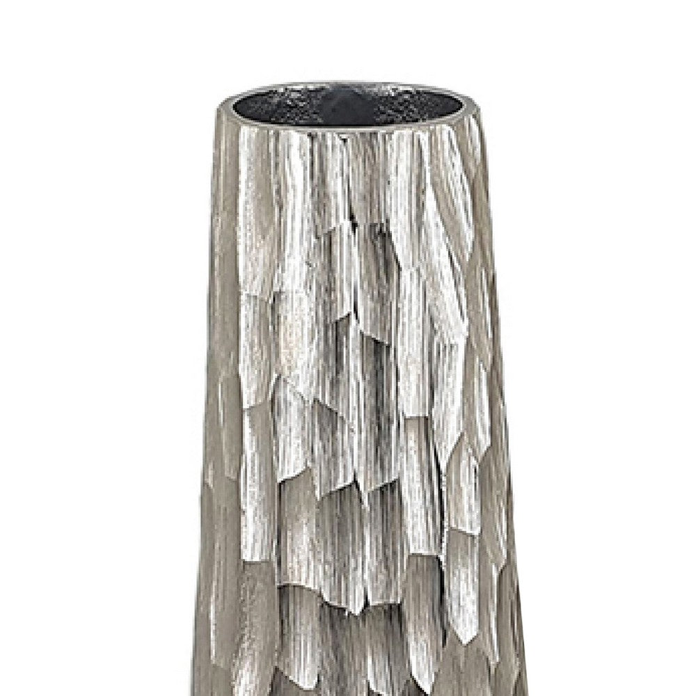 Decorative Vase Set of 2, Handcrafted Design, Textured Silver 23 20 Inch - BM351004