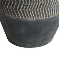 Decorative Pot, Chevron Pattern, Traditional Shape, Gray Cement 17 Inch - BM351005