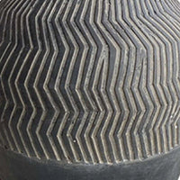 Decorative Pot, Chevron Pattern, Traditional Shape, Gray Cement 17 Inch - BM351005