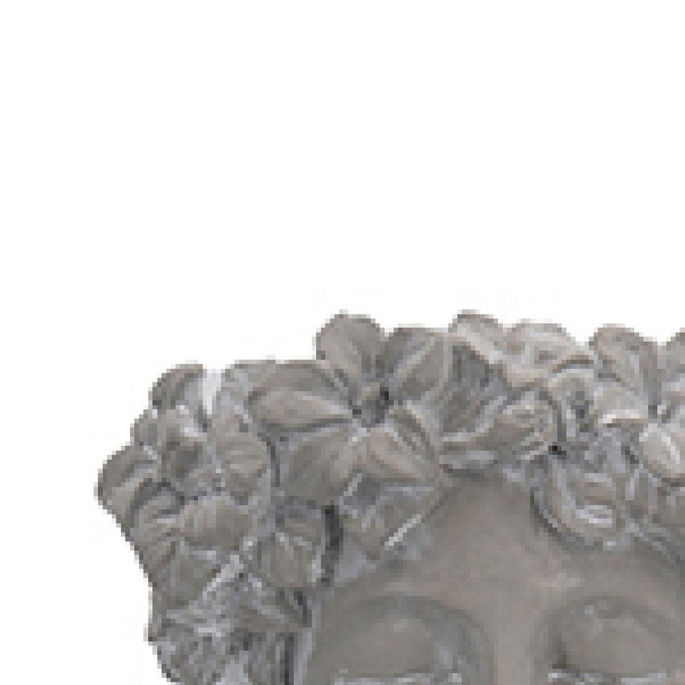 Decorative Vase, Women Head with Flower Wreath, Gray Cement, 23 Inch - BM351006