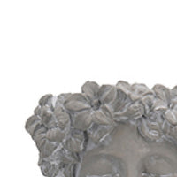 Decorative Vase, Women Head with Flower Wreath, Gray Cement, 23 Inch - BM351006